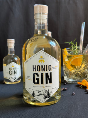 Bio Honig Gin 500ml Flasche von Honighütten – regionaler Honig Gin aus eigener Imkerei